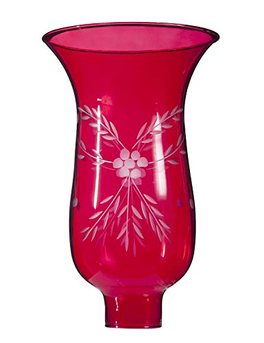 B&P Cranberry Hurricane Shade with Flowers Design