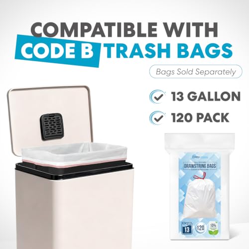 Image of Simpli-Magic 50 Liter / 13.2 Gallon Soft-Close, Smudge Resistant Trash Can with Foot Pedal and Built in Filter- White Color