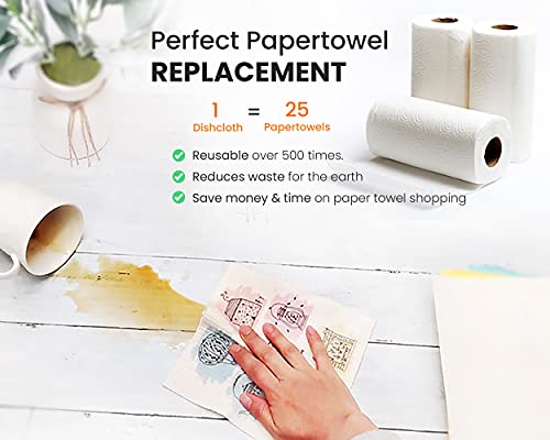 [12Pack+1Loofah Dish Sponge] 100% Natural Biodegradable Swedish Dishcloths For Kitchen | No-Discoloration, No-Odor, Super Absorbent Dish Sponge | Paper Towel Replacement. #TOP3