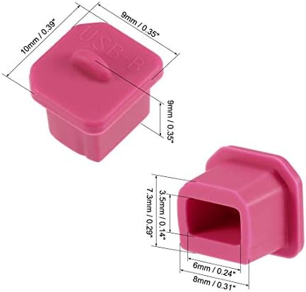 sourcing map 20pcs Silicone USB B Port Protectors Anti-Dust Stopper Cap Cover, Rose Red