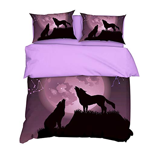 AYMAING Literie RéVersible Wolf 1 Housse De Couette 200 X 200 Cm + 2 Taies d'oreiller 80 X 80 Cm Cover