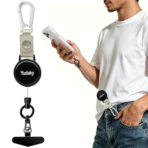 Yudaky Phone Strap, Anti-theft Phone Tether Phone Lanyard Retractable Steel Line CellPhone Strap with Tether Tab for Outdoor Skiing Hiking Climbing Fishing (Silver)