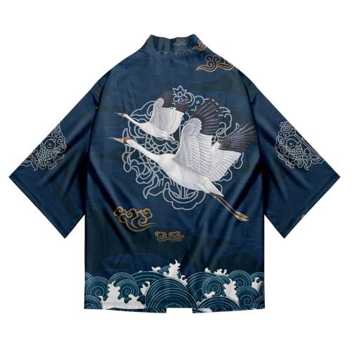 AMOMA Men Japanese Kimono Lightweight Loose Breathable Casual Cardigan Coat Top Yukata Jacket(3XL,Color04)4