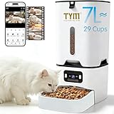 TYM Automatic Cat Feeder with Camera, 5G WiFi Auto Cat Dog Food Dispenser with APP Remote Control, 7L Large Food Storage for Multiple Pets, Scheduled Feeding, Stainless Steel Bowl, Easy Clean