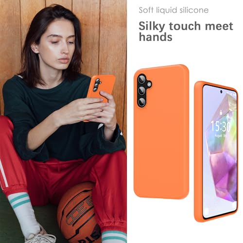 Image of YATWIN Silicone Back Case for Samsung Galaxy A35, Soft-Touch Phone Back Cover for Samsung Galaxy A35 - Orange