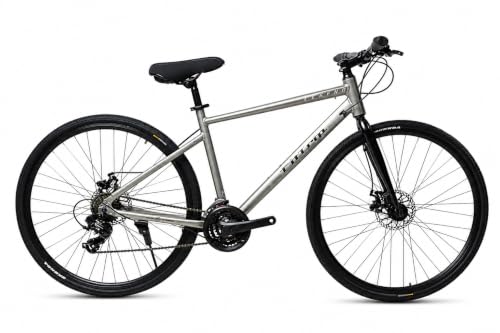 Image of FitTrip Legend 700c Cycle for Men | 7 Speed 6061 Alloy Hybrid Cycle 7 Geared Bicycle for Men | Rigid Fork & Dual Disc Brake | Slim Tyre Cycle for Men and Women with Kenda 700x25C Tyres (Desert Myst)