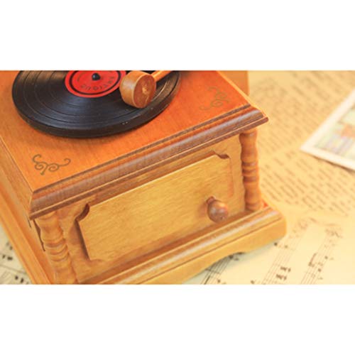 Caja de música de madera con diseño de fonógrafo retro 7
