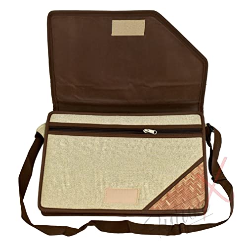 Image of FUTURE X Jute Sling Bag Corner Cut Design File Folders for Certificates and Important Documents Folder, Conference Folder, Document Organizer with Strap (Brown)