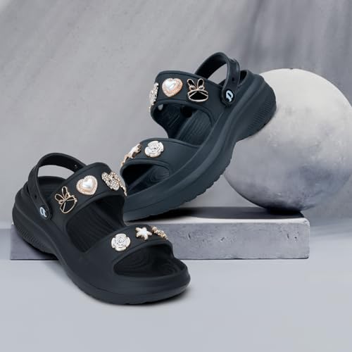 Image of DOCTOR EXTRA SOFT Women's Metallic Charms Fashion Slippers /Sandals With Adjustable Back Strap|Comfortable|Lightweight|Stylish & Anti-Skid|Waterproof Casual Beach Slides Mules Girls & Ladies D-533