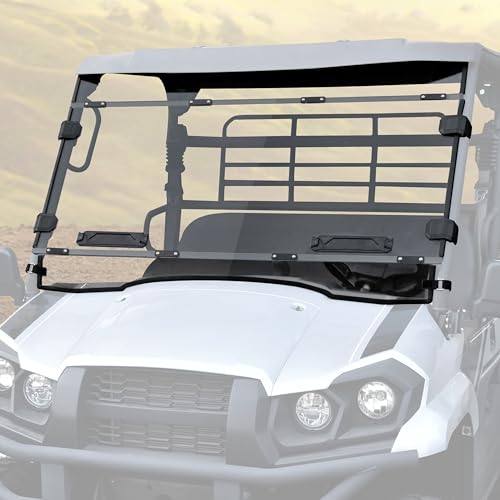 SLORIMOD Vent Full Front Windshield for Kawasaki MULE PRO MX EPS LE SE Camo 2019-2026 Accessories, Clear Durable Scratch Resistant 1/5'' Hard Coat PC Vented Front Windshield Windscree Window