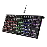 NEWMEN Wired Gaming Keyboard,TKL RGB LED Backlit UK Layout Compact Mechanical Keyboard,75% Percent USB C Mini Hot Swappable Ergonomic Computer Keyboards for PC Laptop Win Mac Gamer,Black,Red Switches