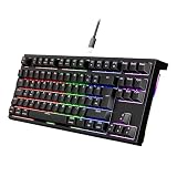 NEWMEN TKL - Tastiera da gioco con cavo, tastiera meccanica compatta retroilluminata a LED RGB, 75% per cento USB C, mini tastiera ergonomica hot swap, per PC, laptop, Win Mac, gamer, nero