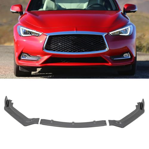SCITOO Glossy Carbon Look Front Bumper Lip V Style Fits for 2017-2020 for Infiniti Q60 Coupe PP Front Lip Spoiler