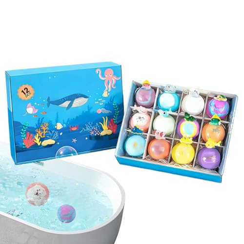 Bubble Bath Balls - 12 Pieces Sea Animal Design Body Wash,Bath Balls for Kids - for Kids Relaxation Self Care SPA Home Travel Ba