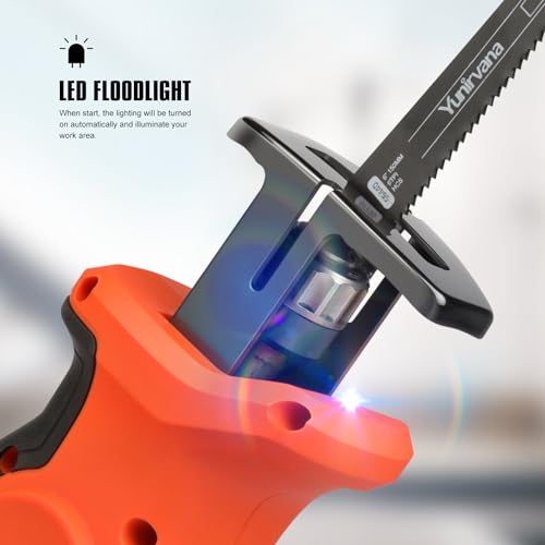 Yunirvana 20V 4.0Ah High-Capacity Cordless Reciprocating Saw Kit - 2 Wood Blades, 1 Metal Blade, Variable Speed, Tool-Free Blade Change, for DIY & Professional Use