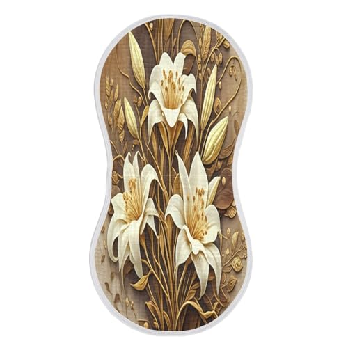 J JOYSAY Flower Beige Baby Burp Cloths for Boys Girls Large 22''x11'' Cotton 4 Layer Large Burp Cloths for Infant Drool one sizex1