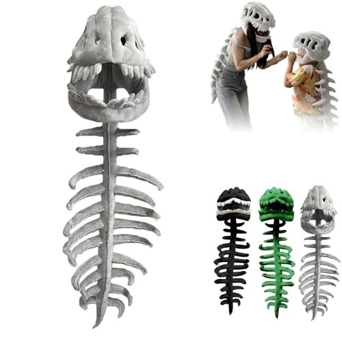 Silly Dino Plush Skeleton, Dino Snug, Bone Buddies Costume, Dinosaur Costume, Wearable Dinosaur Skeleton Plush (Grey, 29.5in)