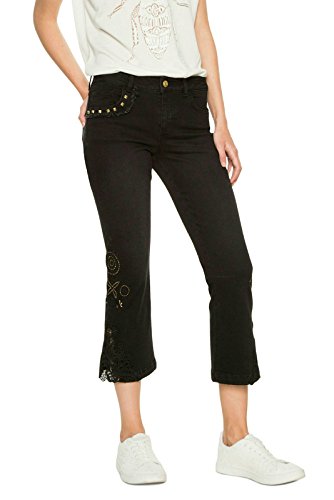 Jeans denim Sylvette Desigual femme noir fini les pantalons mal ajustés