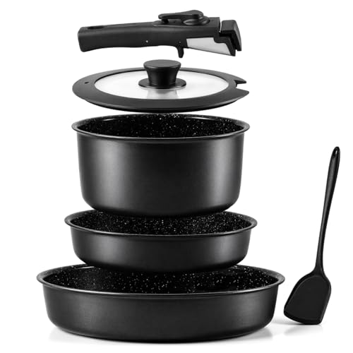 MSMK 6tlg Pfannenset mit Abnehmbarer Griff, Pfanne Induktion, Keramik...