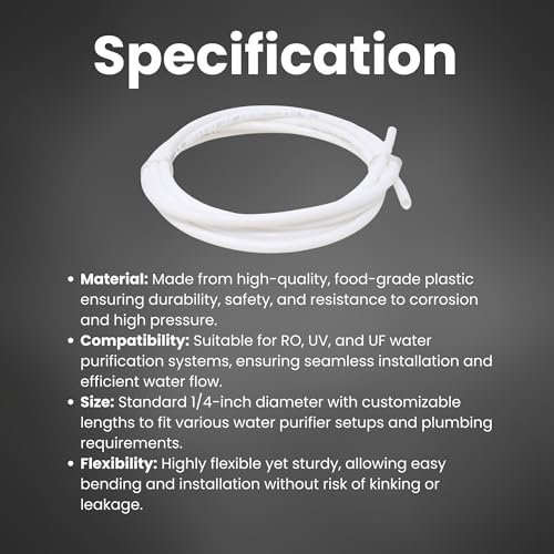 Image of AMPEREUS RO Pipe 10 Meter Length With 2 Connector and Teflon Tape Suitable For Residental Water Purifier (1 /4 inch Size)