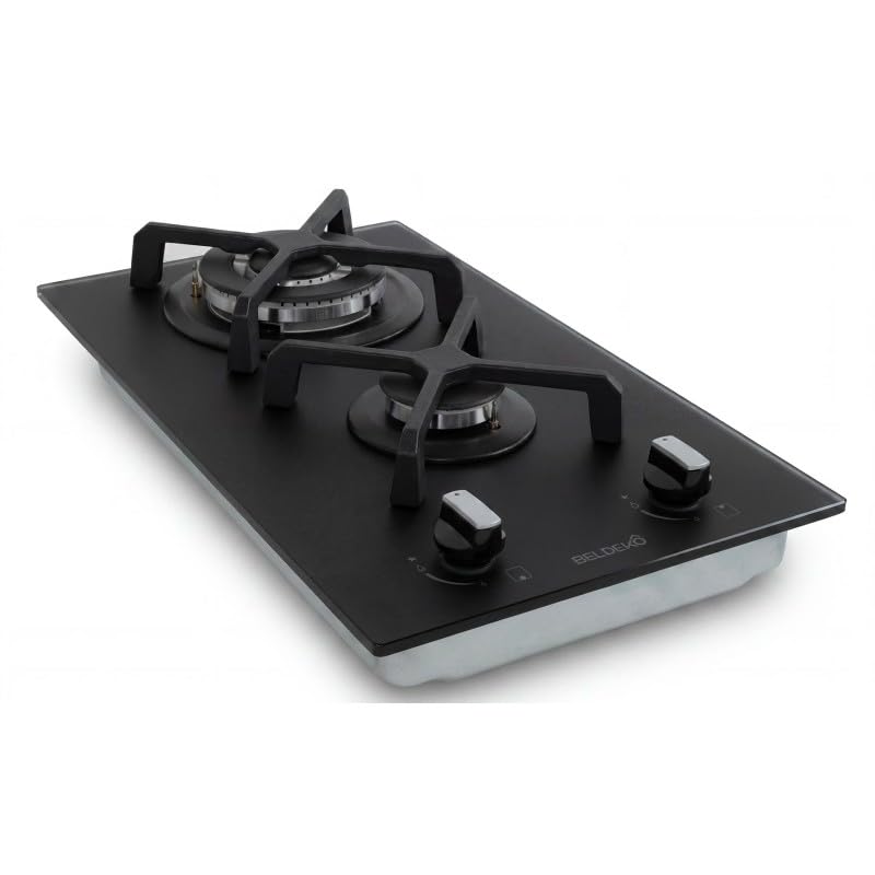 BELDEKO Plaque Gaz 2 Feux 5200W Noir Mat Grilles Fonte - Marque Française