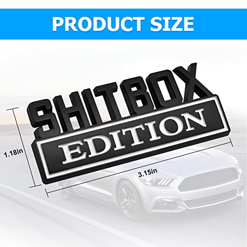 Zipelo Shitbox Edition Car Emblem, 3D Personalized Letter Fender Badge Sticker, Adhesive Car Tailgate Metal Replacement Decal, Trunk Decoration Nameplate Accessories For Truck, Suv (Black/White) #TOP1