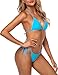Tainehs Women's Sexy Halter Brazilian Thong Bikini Tie Two Sides Bottom Triangle Bikini Swimsuits Light Blue