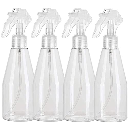 Botes Spray Vacios,4PCS Botella de Spray Vacías 200 ML Pulverizador de Disparo Plástico Botella de Spray Transparente Nebulizador para Planta Belleza Jardinería Limpieza
