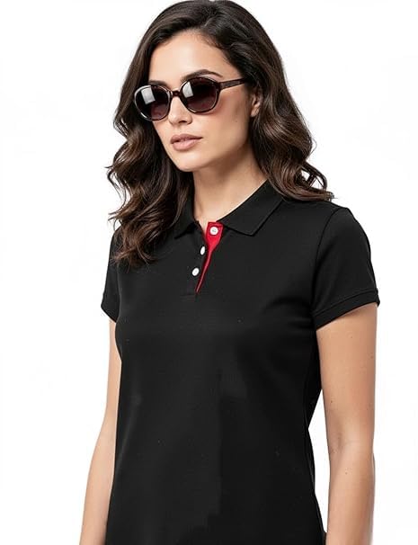 DS Divisha Polo T-Shirt for Women | Cotton Regular Fit Solid Classic Collar Half Sleeve | Womens Polo Collar Neck T-Shirt Top-picture-13