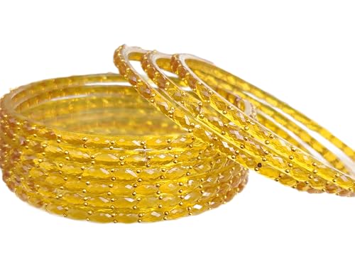 Image of JPS Plain and Glossy Finished Raindrop Glass Bangles Set for Women & Girls | Traditional Ethnic Chudi for Wedding, Party & Regular- Set of 12 Pcs of One Colour | Wedding Special