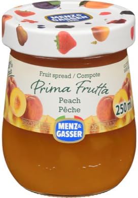 VALUBNDL: Menz & Gasser Italian Peach Jam (2-Pack) – 500ml Total (Two 250ml Jars) – Premium Fruit Spread Confiture – VALUBNDL Signature Bundle - 2