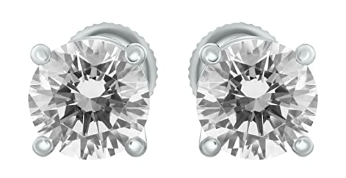 1/5 to 2 Carat TW Natural Real Diamond Solitaire Studs Earrings Available in 14K White and Yellow Gold with Secure Screw Back for Women and Men (Color J-K, Clarity I1-I2)