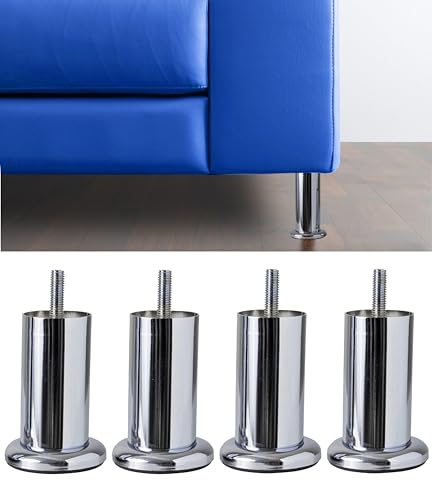 IPEA Piedini per Mobili e Divani modello ACQUAMARINA CON BASE – Set di 4 Gambe in Ferro – Piedi dal Design Minimal per Poltrone e Armadi – Colore Cromato – Altezza 100 mm