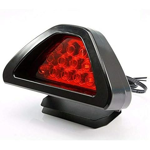 MACHSWON Car Rear Brake Light, 12V Universal 12 LED Third Stop Light, Strobe Flash Fog Tail Lamp Light, Red Light & Red Shell Cover