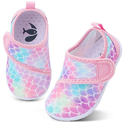 shopUAL Toddler Beach Shoes Walking Sandals Barefoot Slip-on Athletic Shoes Sport Pink Scale Toddler 8