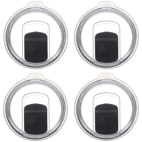 20 oz Tumbler Lid, 4 Pack Replacement Lids Compatible for YETI 20 oz Tumbler 10/24 oz Mug and 10 oz Lowball, Travel Spill Proof Cup Lids Covers with Magnetic Slider Switch, BPA Free Cover