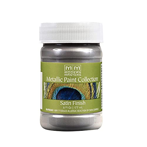 6 oz Modern Masters ME591 Platinum Metallic Paint Collection, Satin Water-Based Decorative Metallic Paint