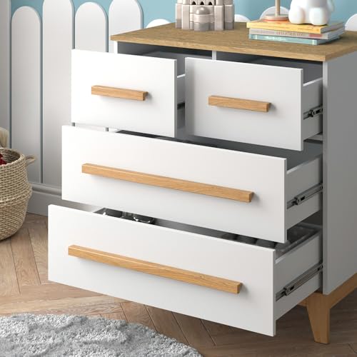 Vitalispa Cassettiera Per Camera Da Letto Malia, Bianco/Quercia, 80 X 88 Cm Con 4 Cassetti - 4