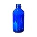 GBO GLASSBOTTLEOUTLET.COM (Pack of 12) 4 oz. Cobalt Blue Boston Round with Black Poly Cone Cap