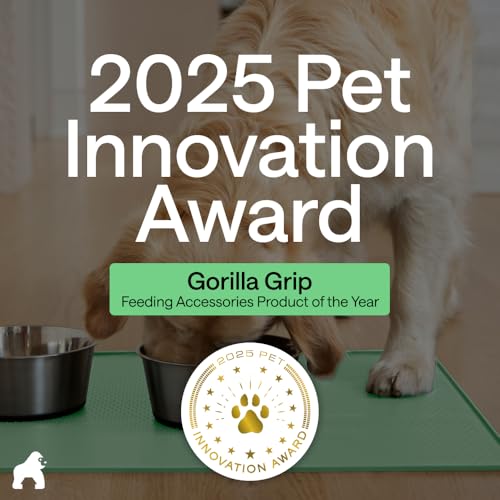 Image of GORILLA GRIP 100% Waterproof Raised Edge BPA Free Silicone Pet Feeding Mat, Dog Cat Food Mats Contain Spills Protects Floors, Placemats for Cats and Dogs Water Bowl, Pets Accessories 32x24 Mint