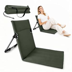 bssmmai Strandmatte mit Rückenlehne, Klappbar Strandstuhl, Tragbare Strandliege Faltbarer, Campingstuhl Liegestuhl für Picknick Garten Wandern