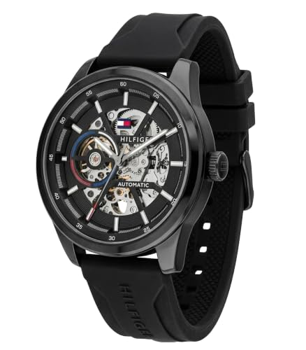 Image of Luxury Automatic Style Watch for Men | Black Silicone Strap | Skeleton Open Dial | Premium Analog Wrist Watch | Sports & Casual Wear