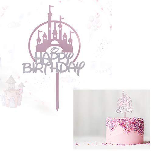 Hivexagon Buon Compleanno Cake Topper, Decorazioni Per Torte Cupcake Topper Decorazione Festa, Topper Torta Castello Rosa Principessa Per Decorazione Festa, Festa A Tema Principessa