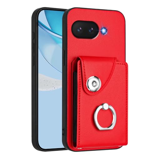 Étui portefeuille Google Pixel 9A antichoc à fermoir magnétique rouge YBK