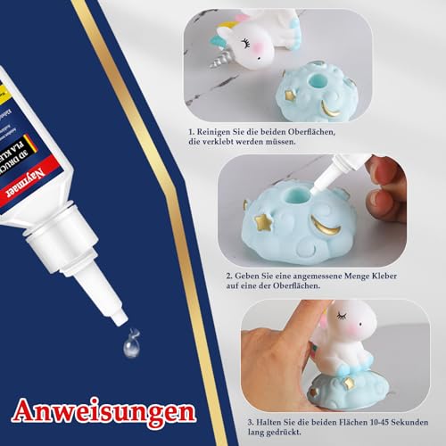 Nayrmaer 3D Druck Kleber 60g mit Anti-Verstopfungskappe, Transparenter Sekundenkleber für PLA, ABS, Kunststoff, PETG und TPU