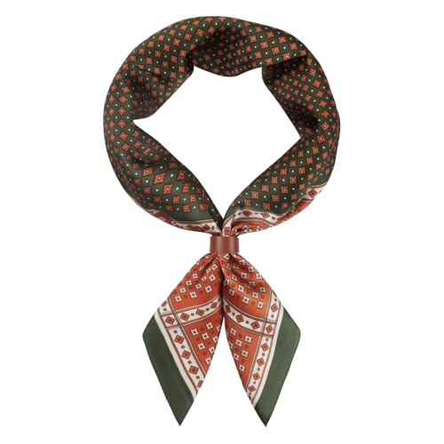 Hymeiluely 27.5 Inches Square Silk Feeling Neck Scarf for Men Necktie Silk Bandanas Pocket Square Cowboy Scarves (Armygreen)