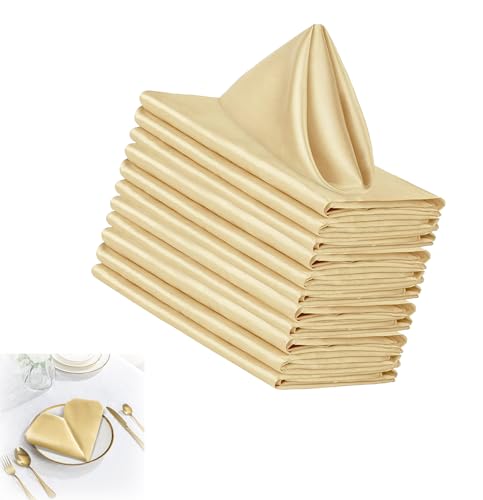 12 PCS Satin Table Napkins Cloth, Washable Dinner Napkins for Parties, Weddings, and Dinners - 18.9x18.9inches