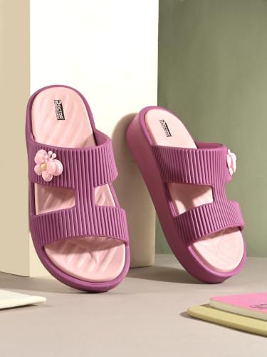 Image of DOCTOR HEALTH SUPER SOFT Women's EVA Platform Slide Slippers | Soft Cushioned Lightweight Anti-Skid Bathroom House Slippers | Floral Charm Comfort Slides for Indoor Outdoor Everyday Wear