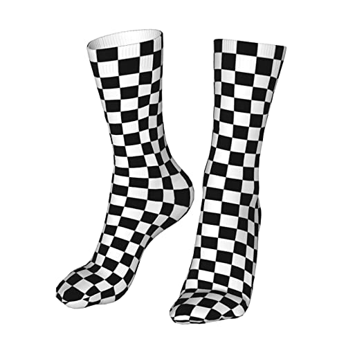 AOOEDM Calcetines a cuadros blancos y negros para mujeres y hombres Calcetines de compresión para...