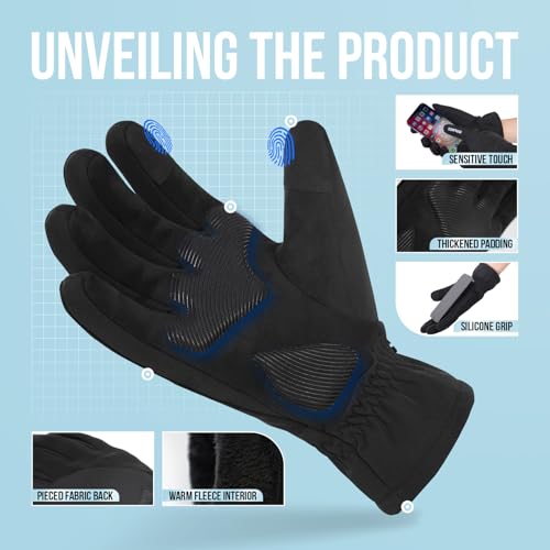 Image of GOUNOD Winter Gloves for Women Men, Thermal Insulated Waterproof Windproof Cold Weather Gloves, Touch Screen Compatible, Non-Slip Grip for Running, Driving, Cycling, Hiking